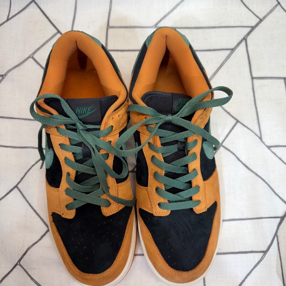 Nike Dunk Low Ceramic Size 11‎ Black Orange Green DA1469-001 Suede Sneakers - Picture 5 of 9